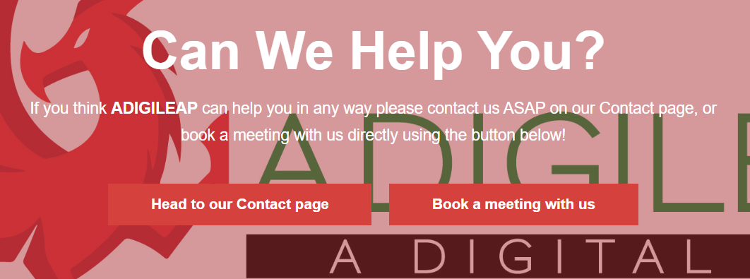 an image detailing the options to contact adigileap